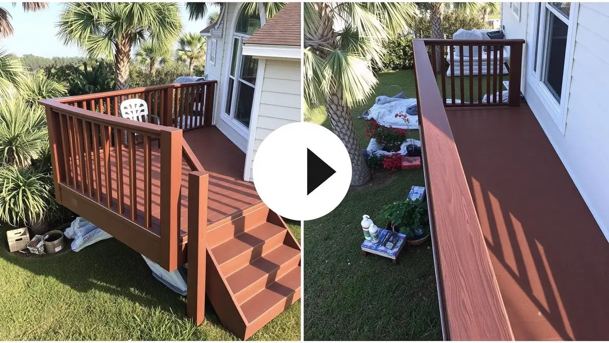 Before and after deck railing rebuild in Venice, FL