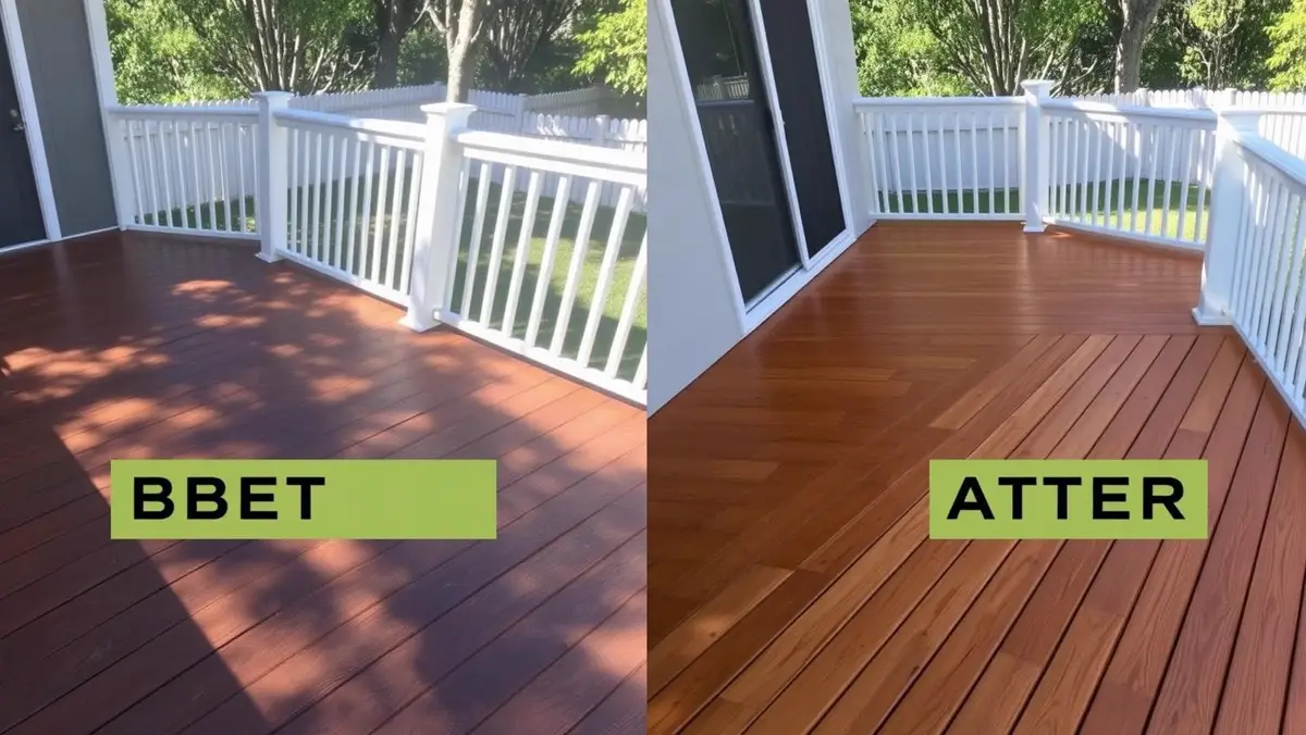 Before and after deck sanding and staining in Venice, FL