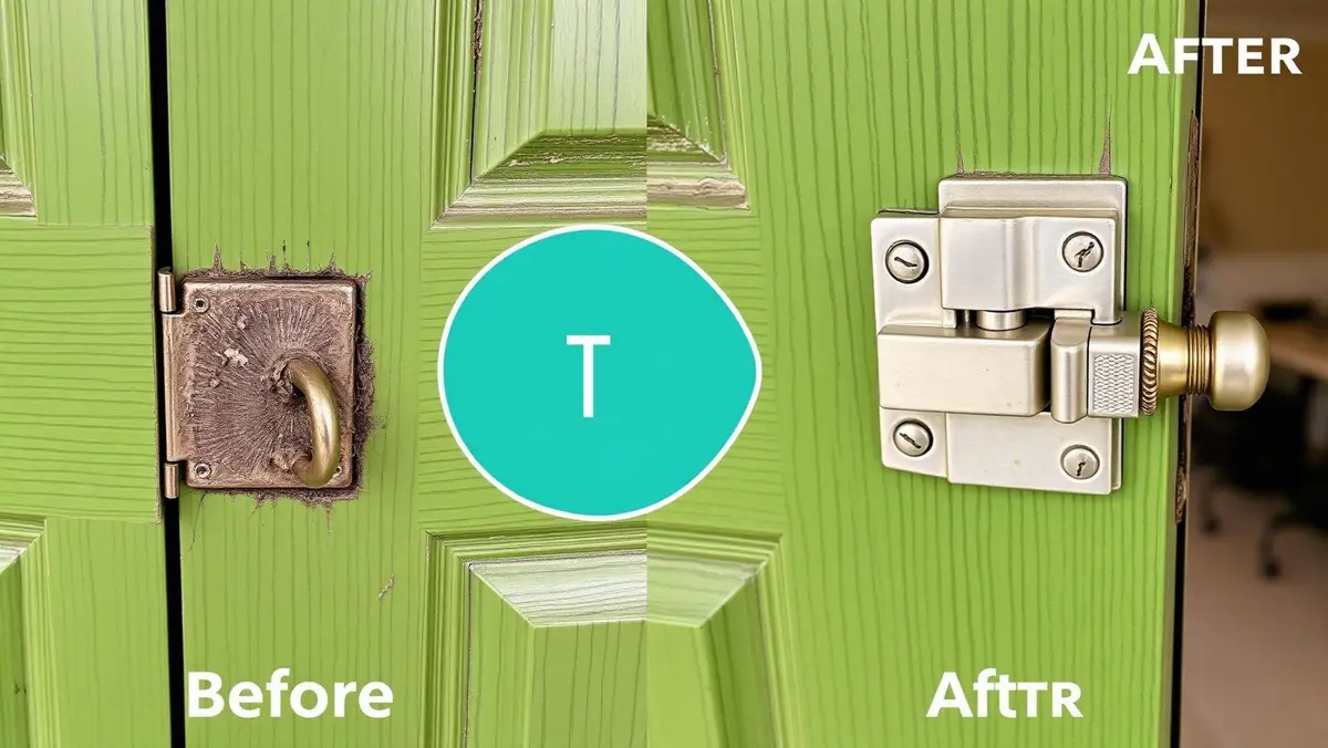 Before and after door hinge and lock repair in Venice, FL