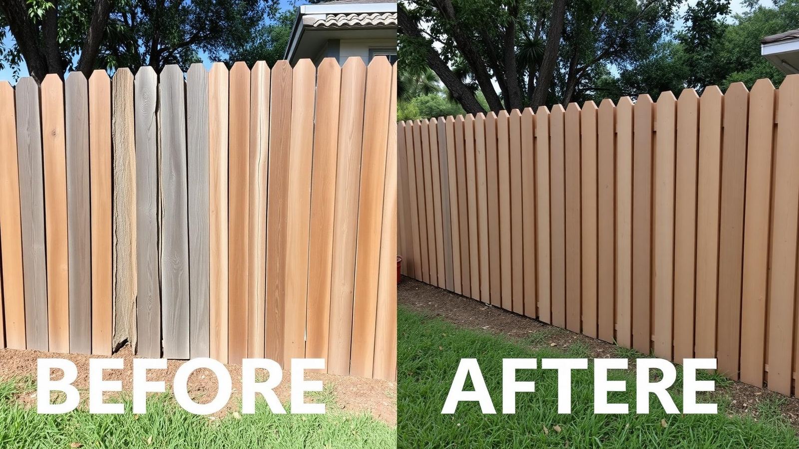 Fence post repair work on a residential fence in Venice, FL