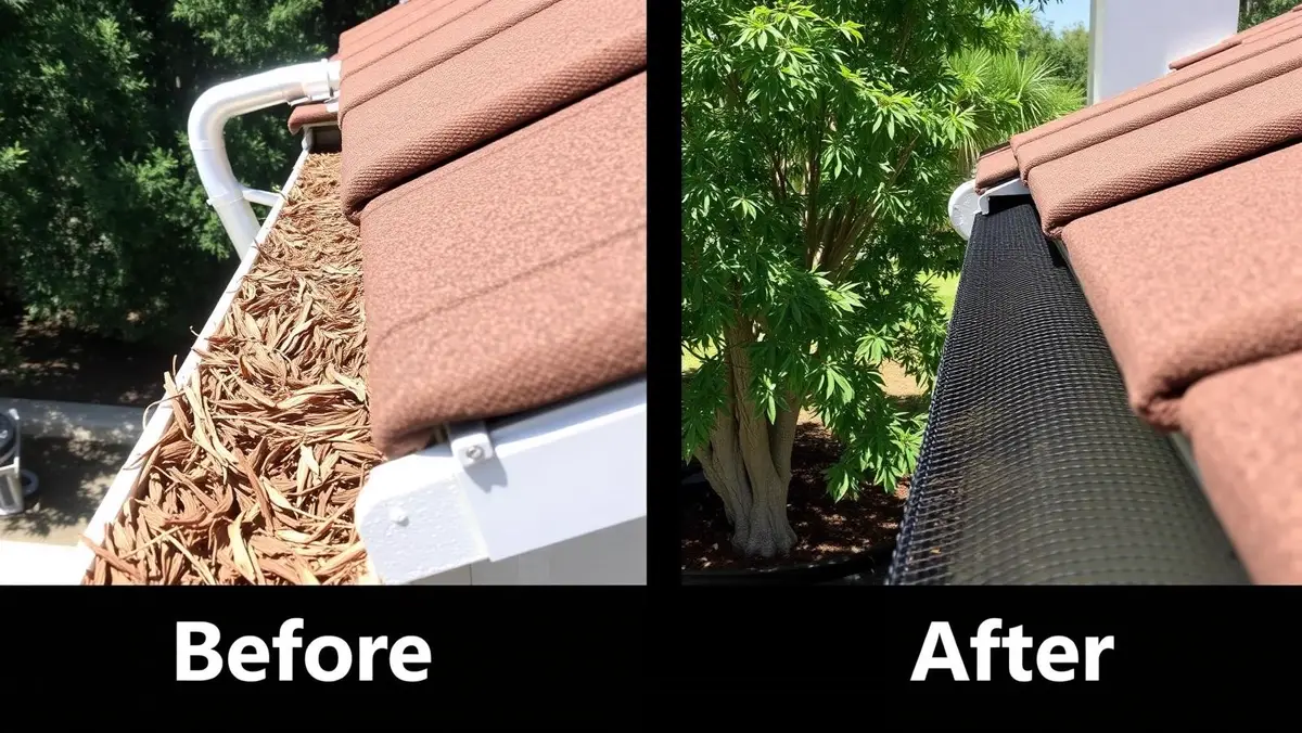 Before and after installing micro-mesh gutter guards in Venice, FL