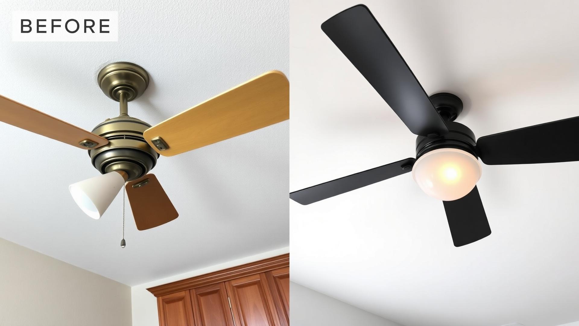 Before and after ceiling fan replacement in a Venice, FL home