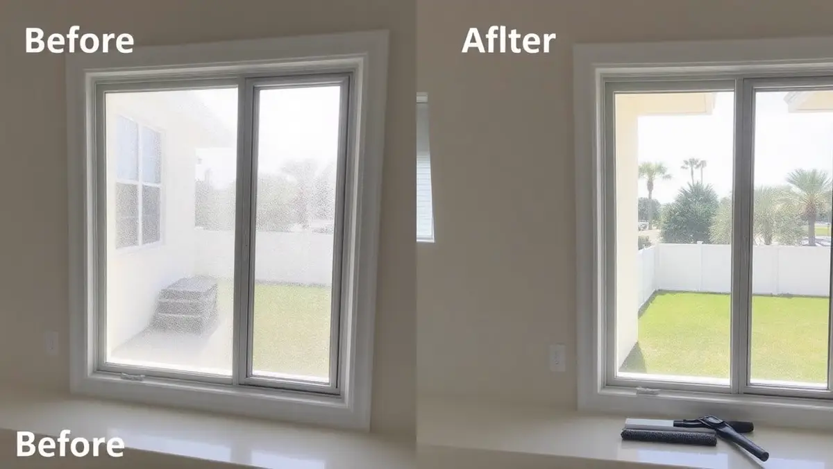 Before and after interior window cleaning in a Venice, FL home