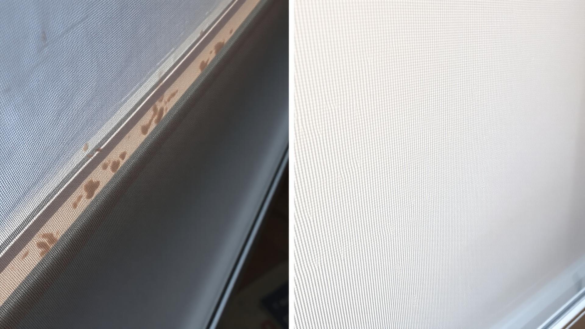 Before and after window screen brushing and track cleaning in Venice, FL